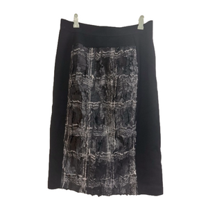 BCBGMAXAZRIA Tulum Printed Faux Fur Detail Pencil Skirt Black/Gray Size Small